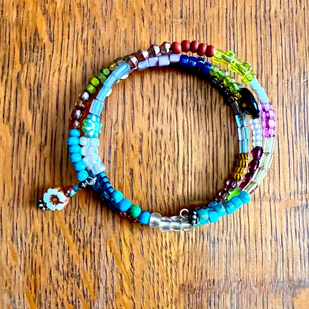 Beaded multicolored wrap bracelet